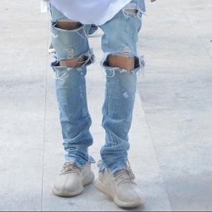 Fear Of God Inspired Distressed Denim Jeans